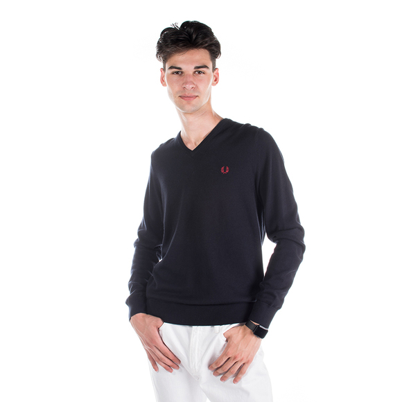 FRED PERRY NAVY BLUE KNIT SWEATERMENS SIZE S